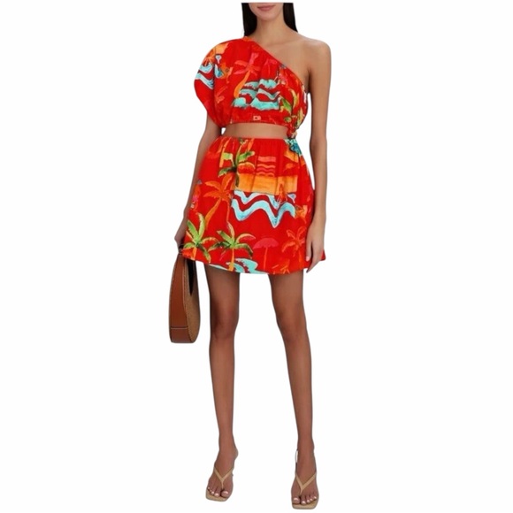Farm Rio Ipanema one-shoulder cutout mini dress with a tropical print Size XS - Picture 3 of 12